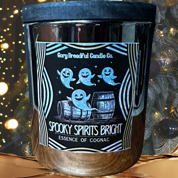 Spooky Spirits Bright Crackling Wooden Wick Candle: Essence of Cognac Scent - Picture 5 of 9